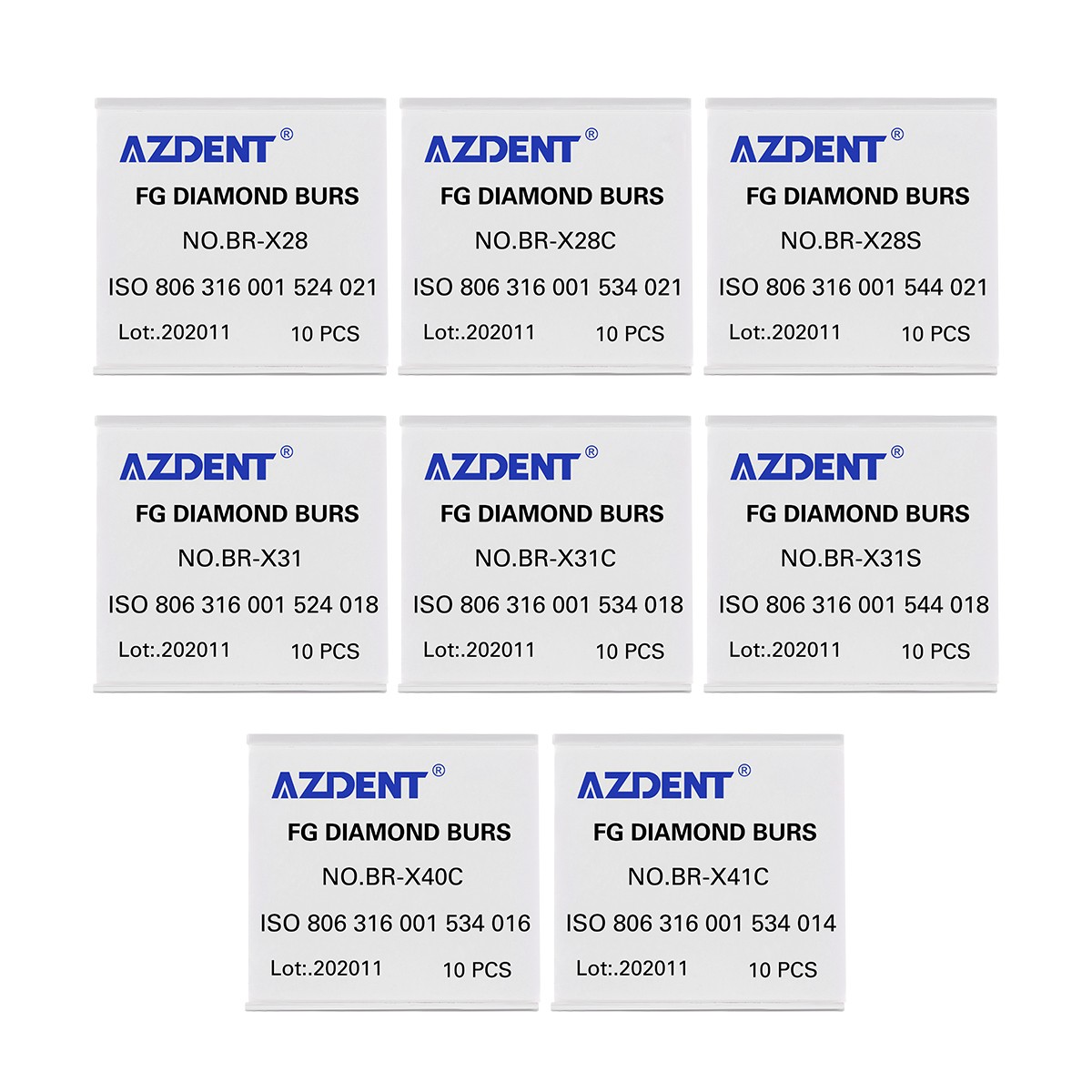 Dental Diamond Burs Kit Friction Grip FG for Crown&Bridge Preparation Anterior