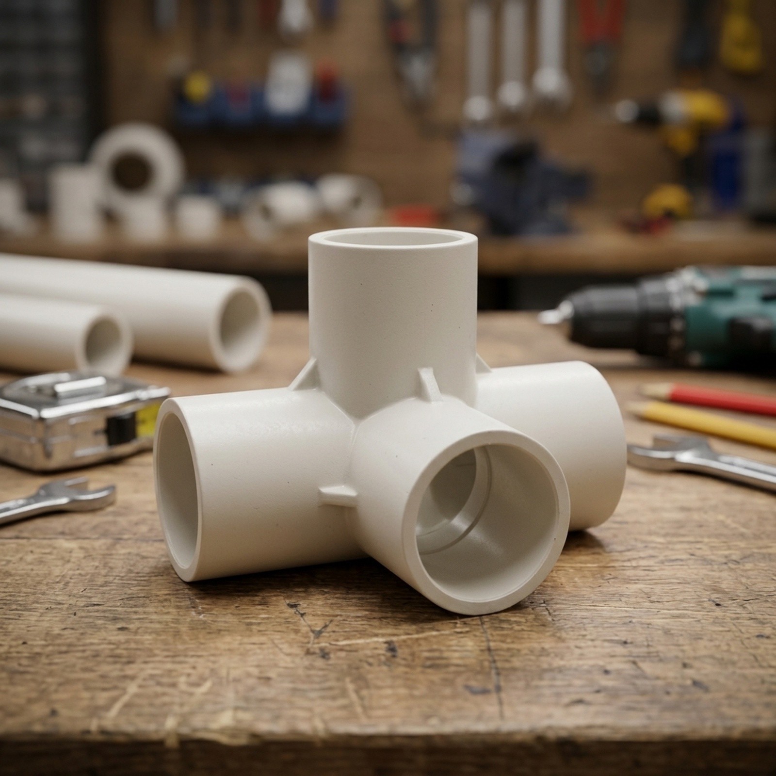 Furniture Grade Four Way PVC Pipe Fittings for For water Pipe DIY Projects