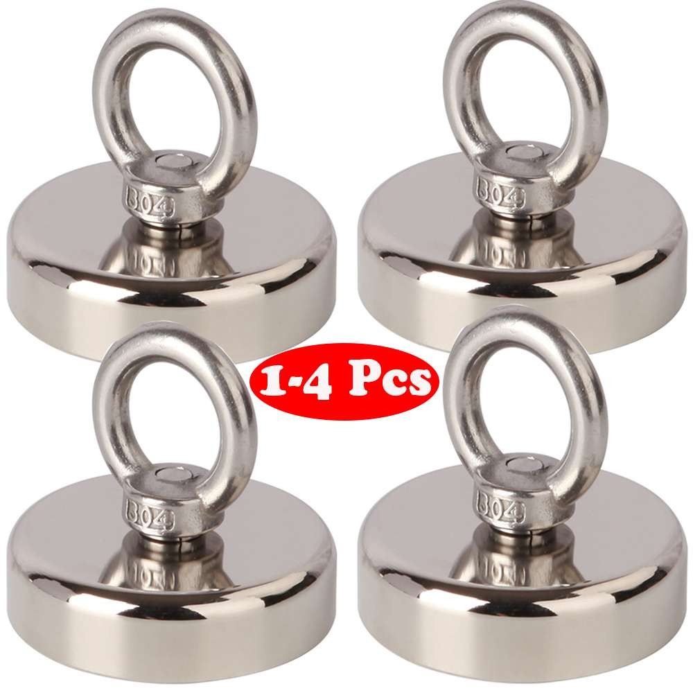 1-4 400LBS Neodymium Fishing Magnets Pulling Force Super Strong Rare Earth Round
