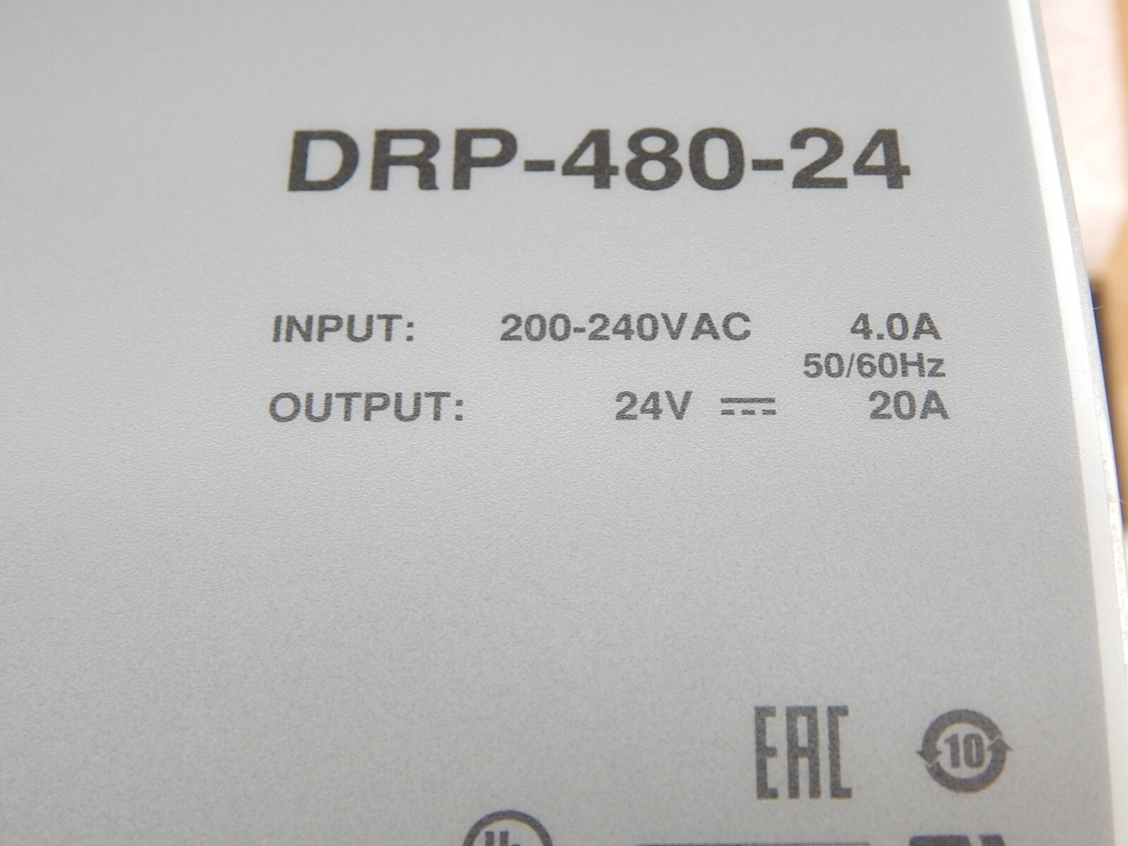 MEAN WELL DRP-480-24 DIN Rail POWER SUPPLY 200-240VAC INPUT 480W TO 24VDC 20A