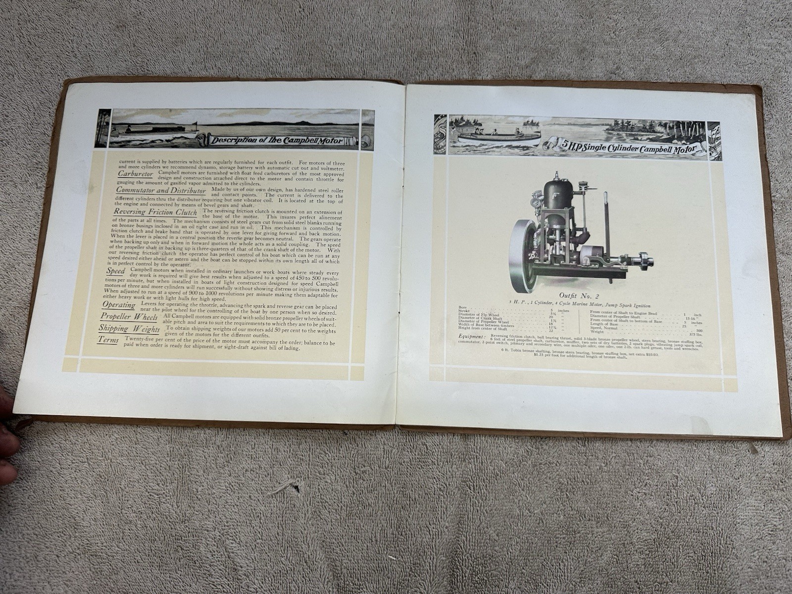 CAMPBELL MARINES Original Catalog CAMPBELL MOTOR CO WAYZARA MN BOAT ENGINE