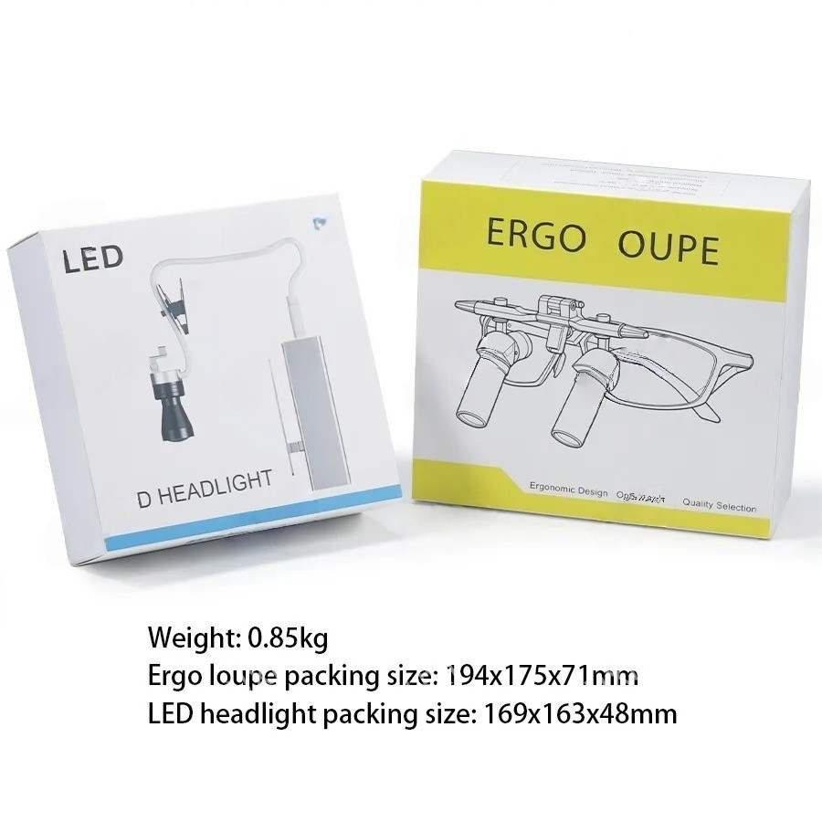 Medical Ergo Loupes 4X 6X with LED Light 48° Surgical Dental Loupe 350-450mm WD