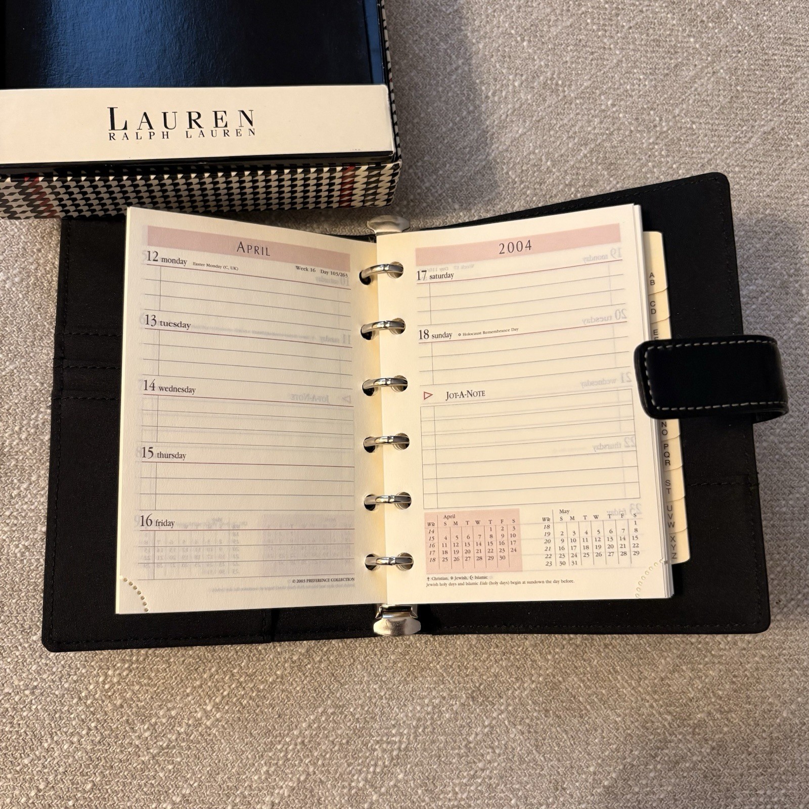 Vintage 2004 Lauren Ralph Lauren Mini Agenda Black New Old Stock in Box