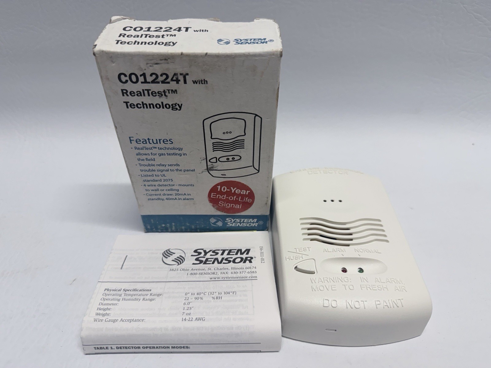 NEW System Sensor CO1224T RealTest Technology Detector EXPIRATION 10/2027