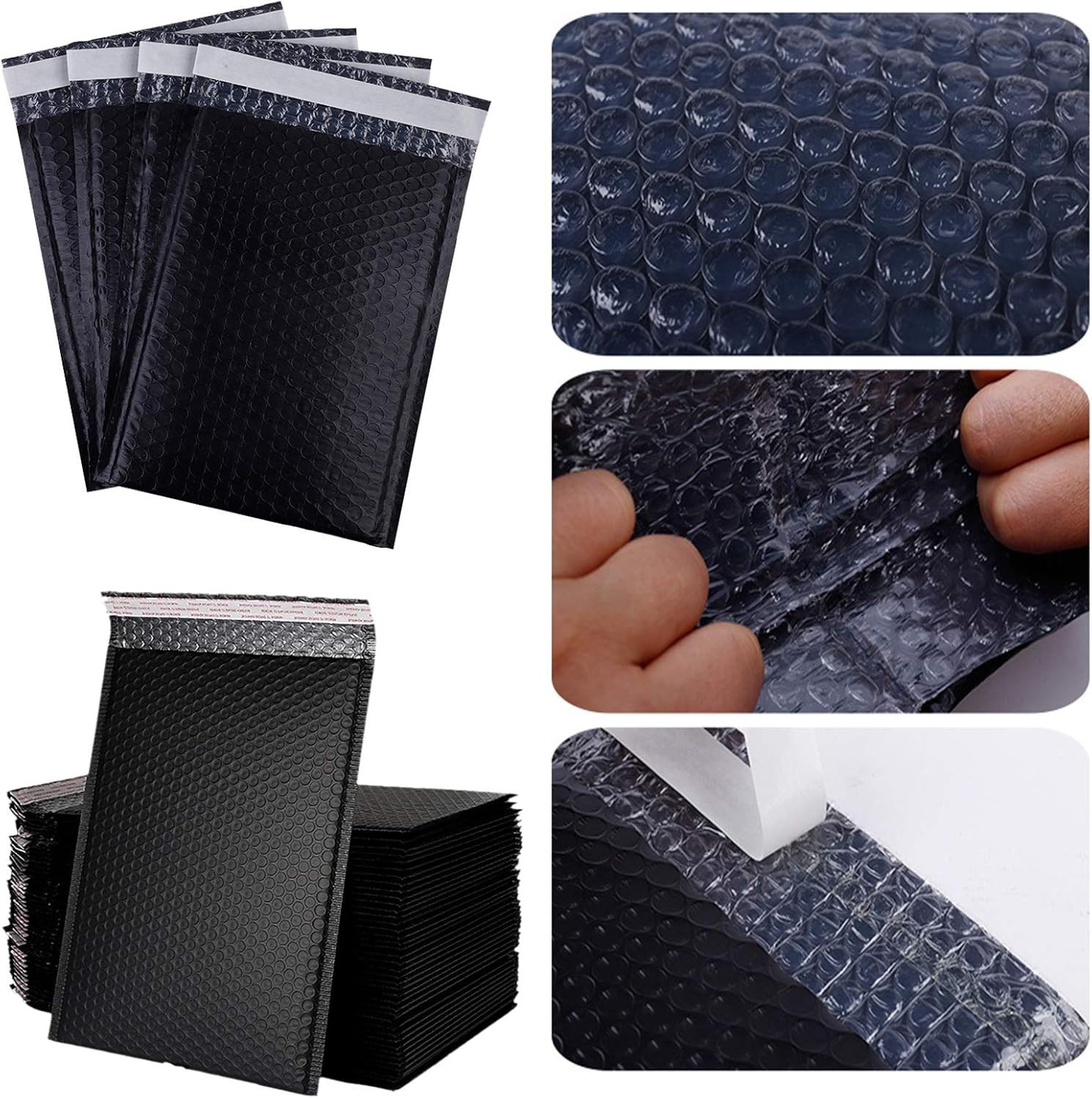 25 Pack 4×6 Inches Small Black Poly Bubble Lined Mailers Padded Shipping Enve…