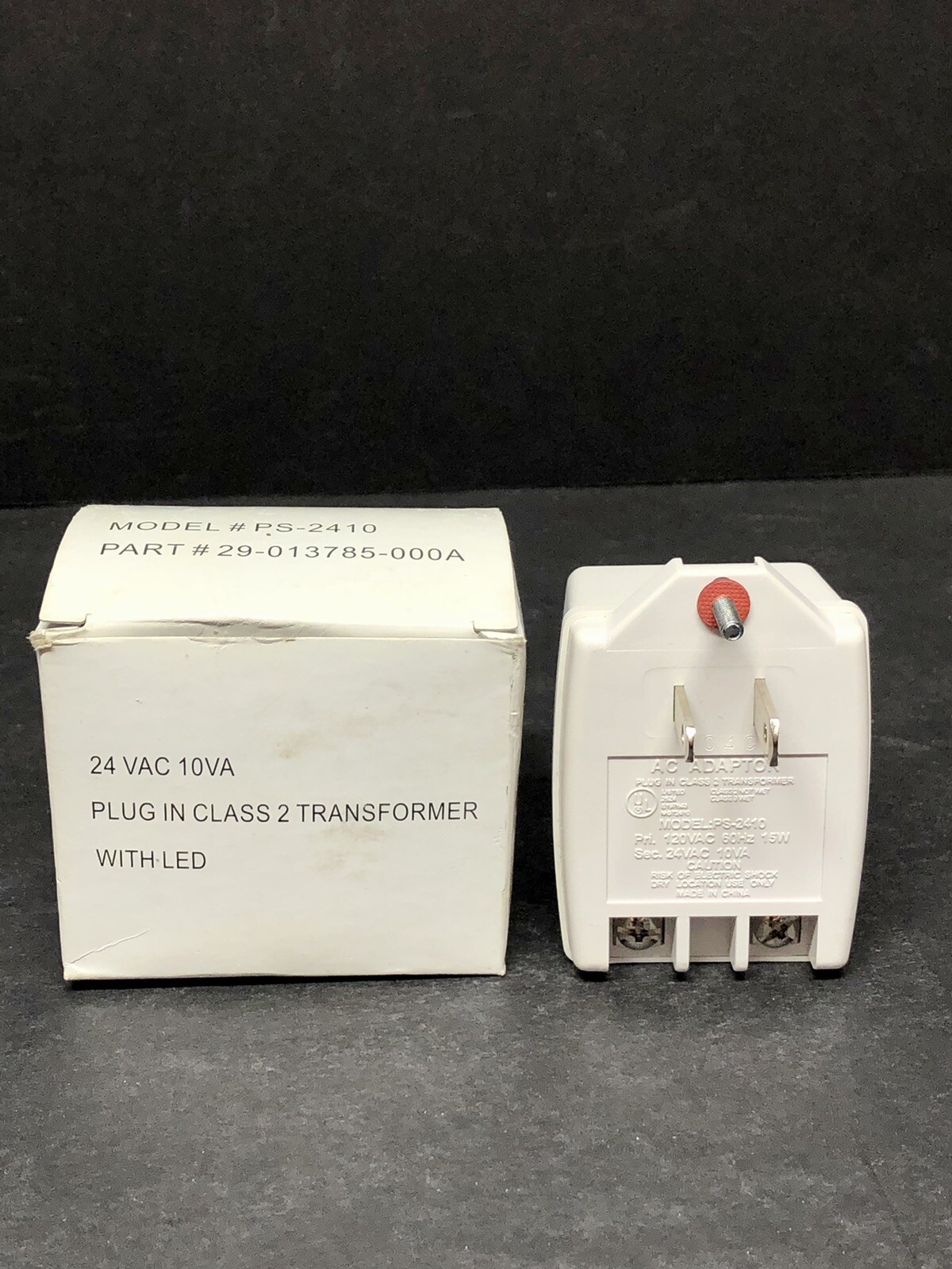 Transformer AC Adaptor PS-2410 W/ LED 24 VAC 10 VA Class 2 UL Grounded Plug-In