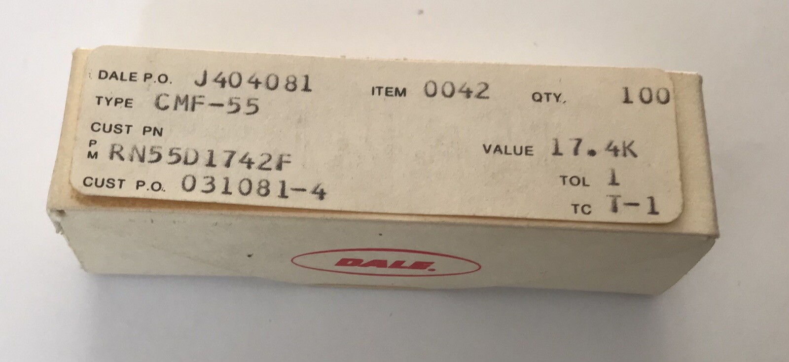 10 Pcs Metal ￼film Resistor 1/4W ±1% 17.4k Ohms, Dale
