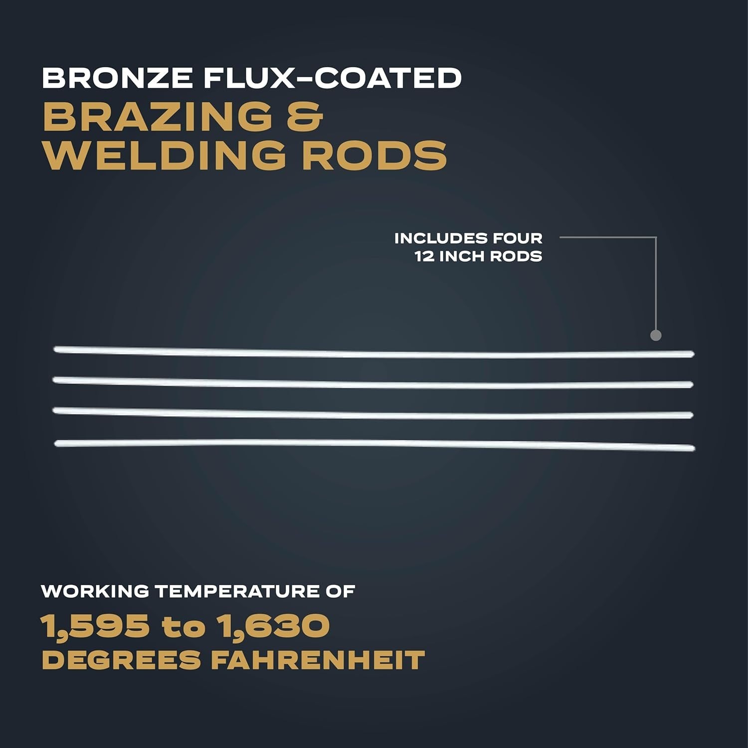 Durable Bronze Brazing Rod Set – Four 12-inch Rods for Steel, Copper & Cast Iron
