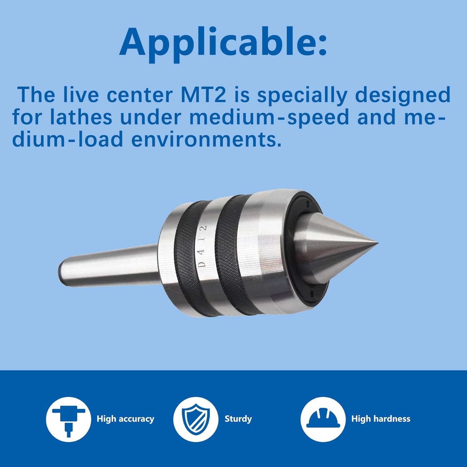 2MT Medium Duty Live Center 60 Degree Cone Live Tailstock for Lathe Mount