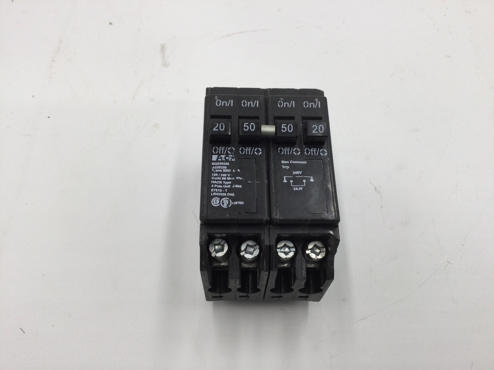 Cutler Hammer BQ220250/A220250 Types BRD & A 20/50 Amp 120/240Vac Breaker