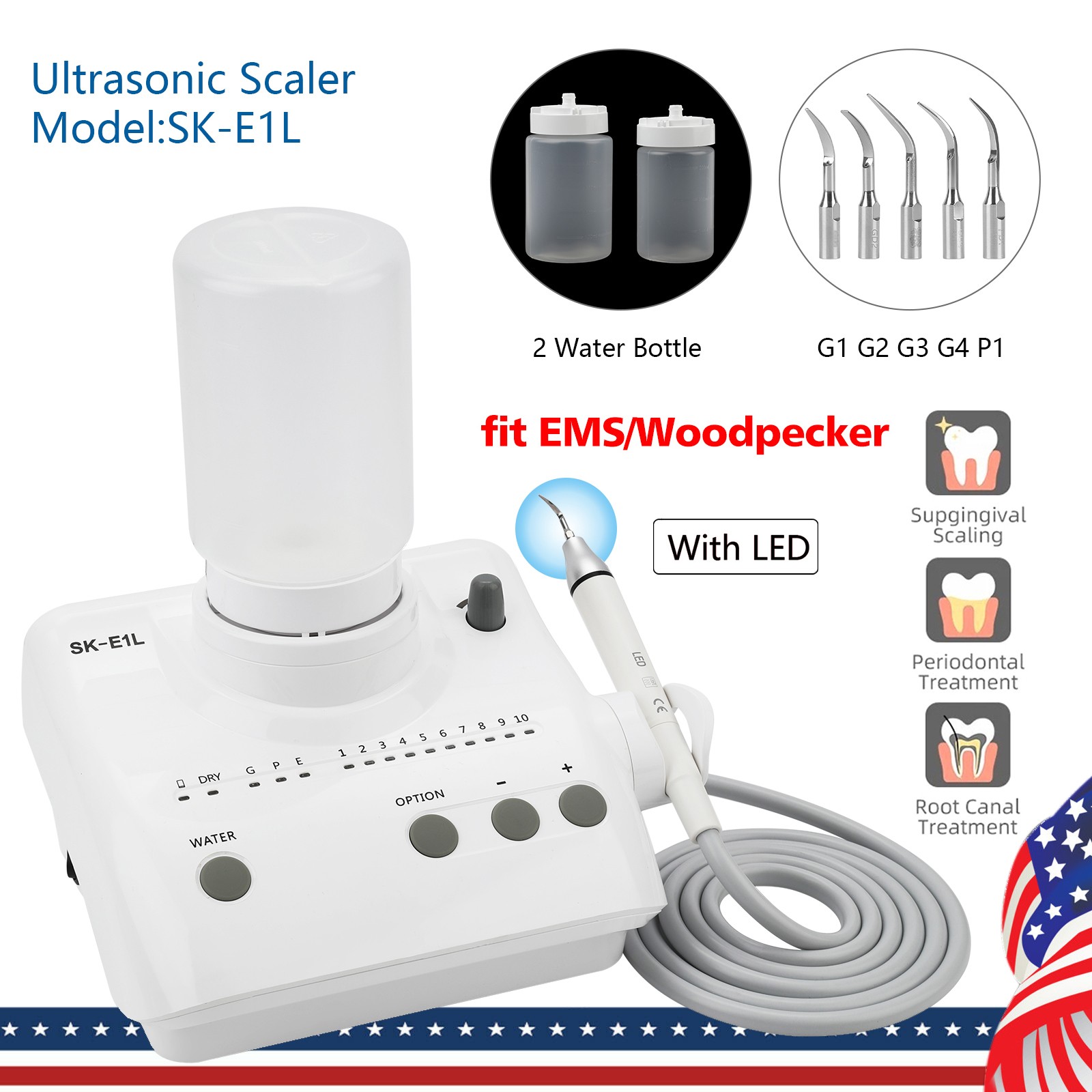 SKYSEA Dental Ultrasonic Scaler w/ LED Detachable Handpiece Fit EMS Cavitron UPS