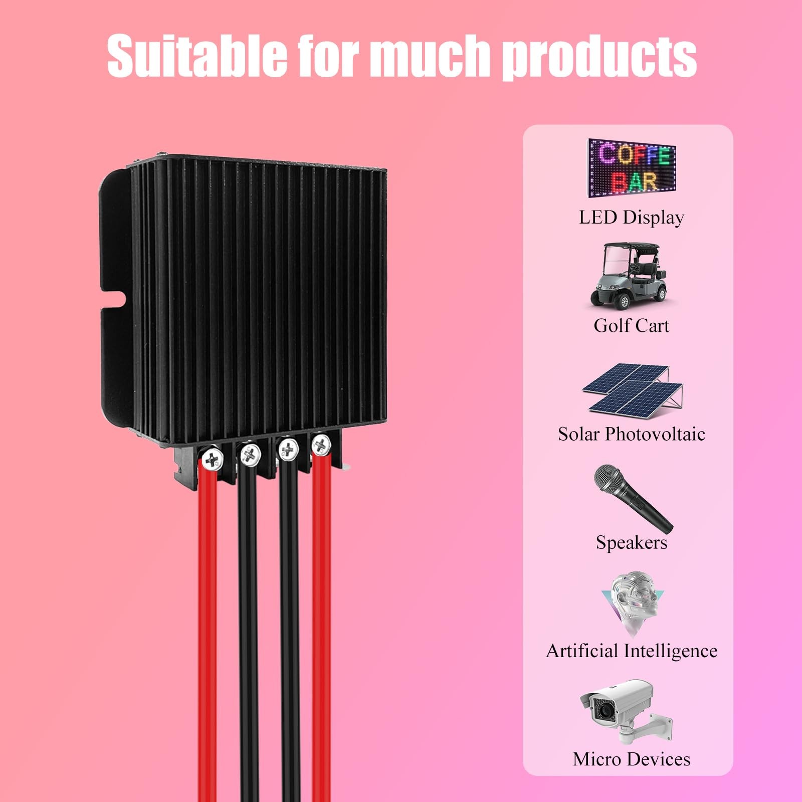 MZHOU UP-48V 10A 480W DC-DC Power Converter 12V/24V to 48V Step-Up for Solar/EV