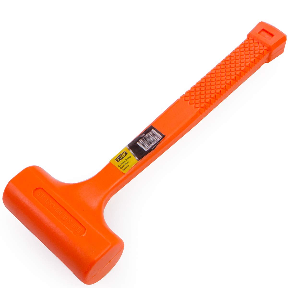 Stark USA 1LBS Dead Blow Hammer Grip Mallet Checkered Handle 1LB, Orange