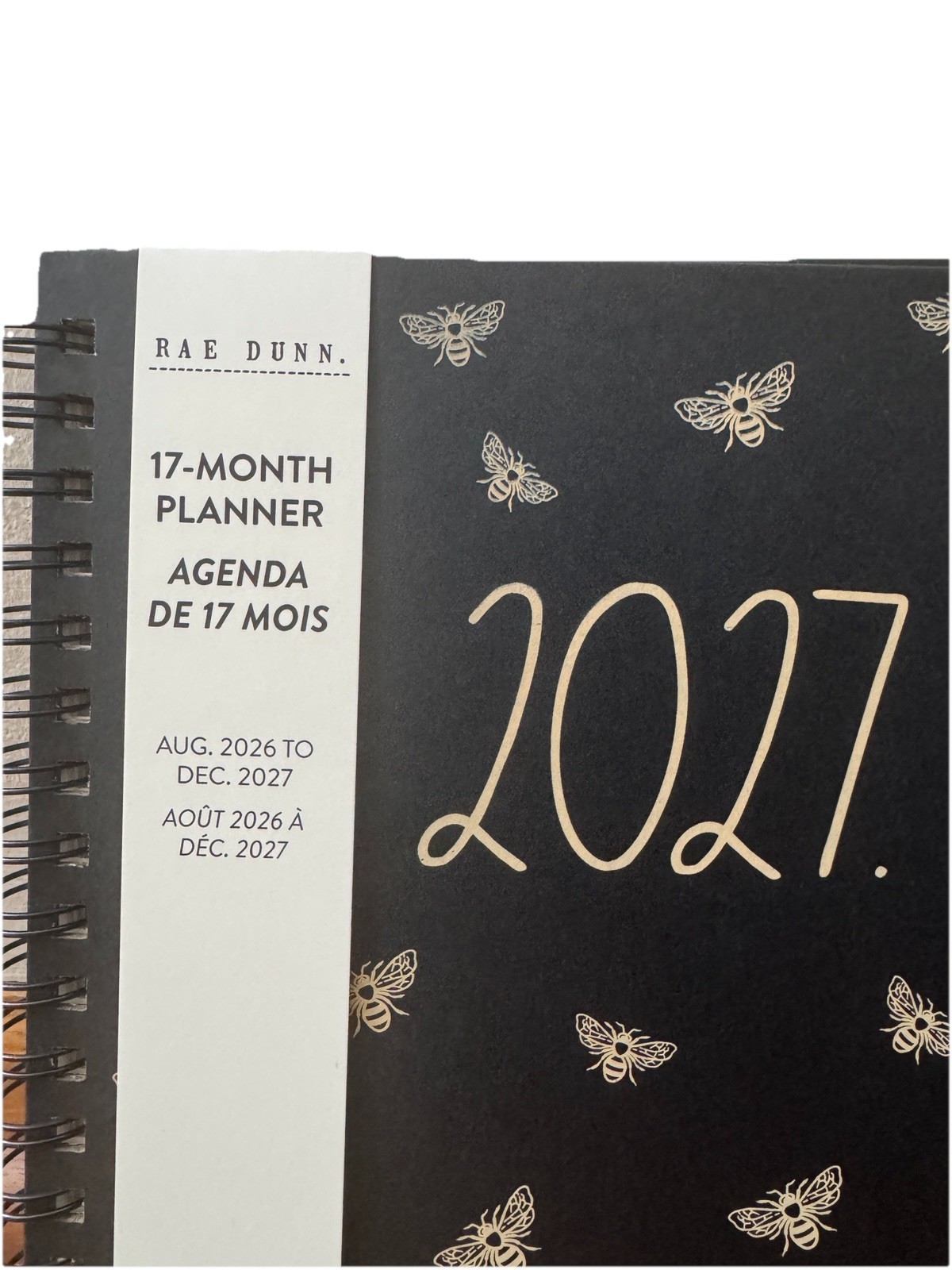 2027 Planner Rae Dunn Planners 17 Months Aug 2026- Dec 2027 Black Bee