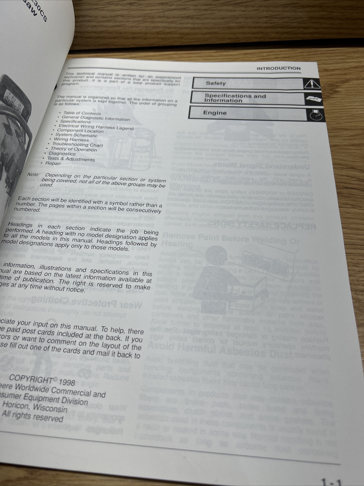 John Deere 200CS 230CS 300CS 550CS Chainsaws Technical Manual TM1750 98