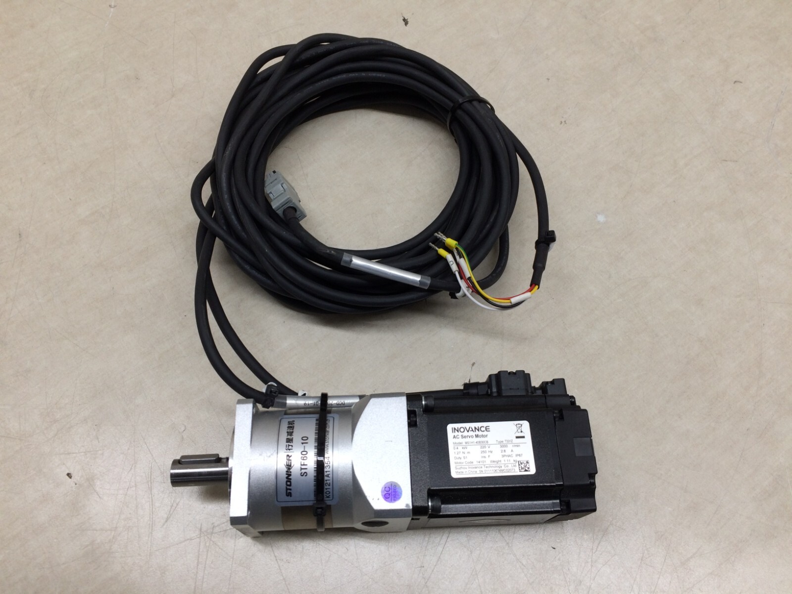 Inovance MS1H1-40B30CB AC Servo Motor w/ Stonker STF60-10 Gear Reducer