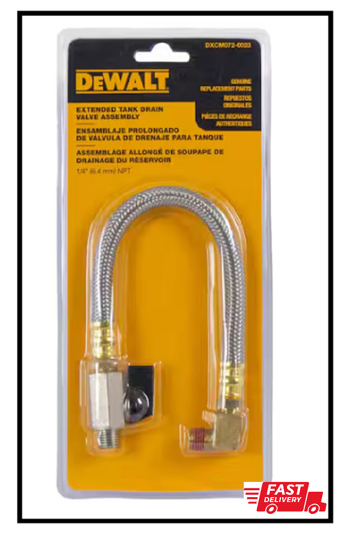 DEWALT Extended Tank Drain Valve Assembly for Air Compressors