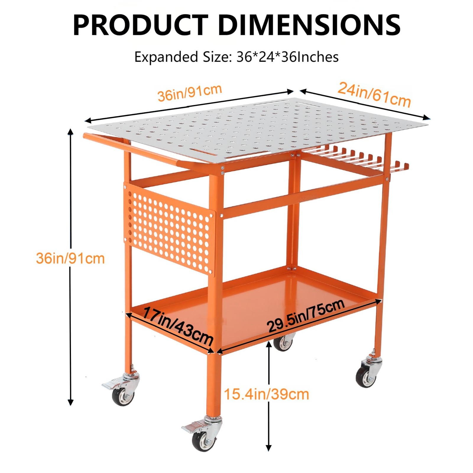 Welding Table 36″x24″ 800LBS Welding Table Workbench with Fixture Holes & Hooks