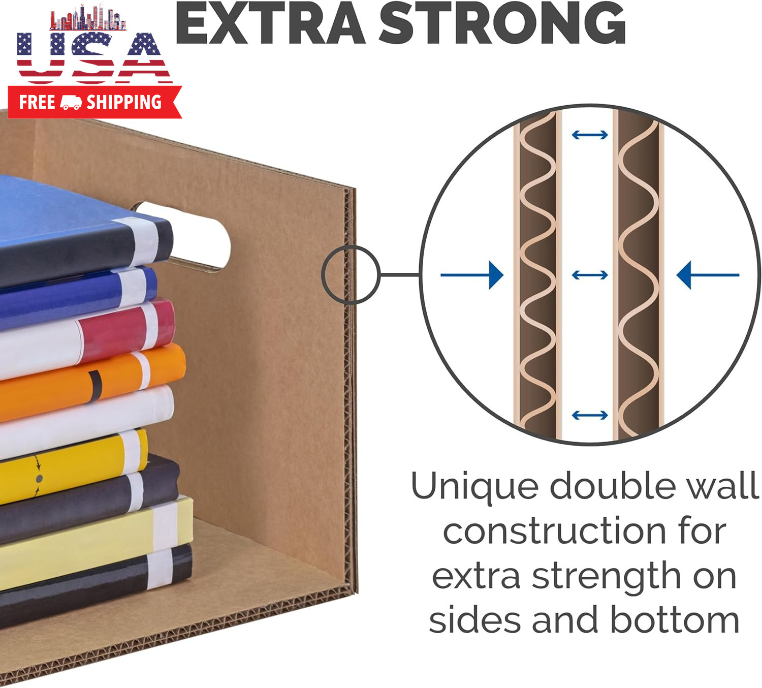 Classic Moving Box 12 Pack Kit, Reinforced Handles, Tape-Free Assembly, Box with