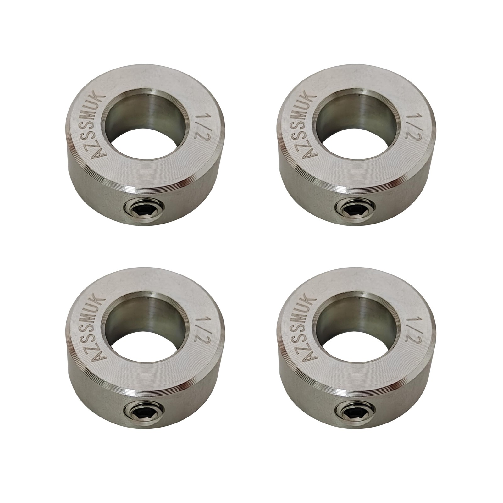 AZSSMUK 1/2″ Bore Shaft Collars of Metal Stainless Steel w/Set Screw,4piece