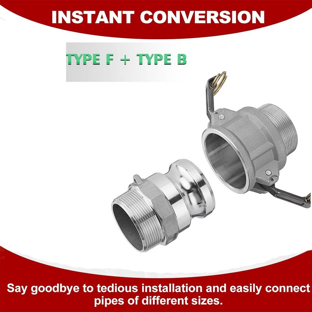 2 Pack Aluminum Camlock Fittings Type B & Type F Cam and Groove Hose Fittings
