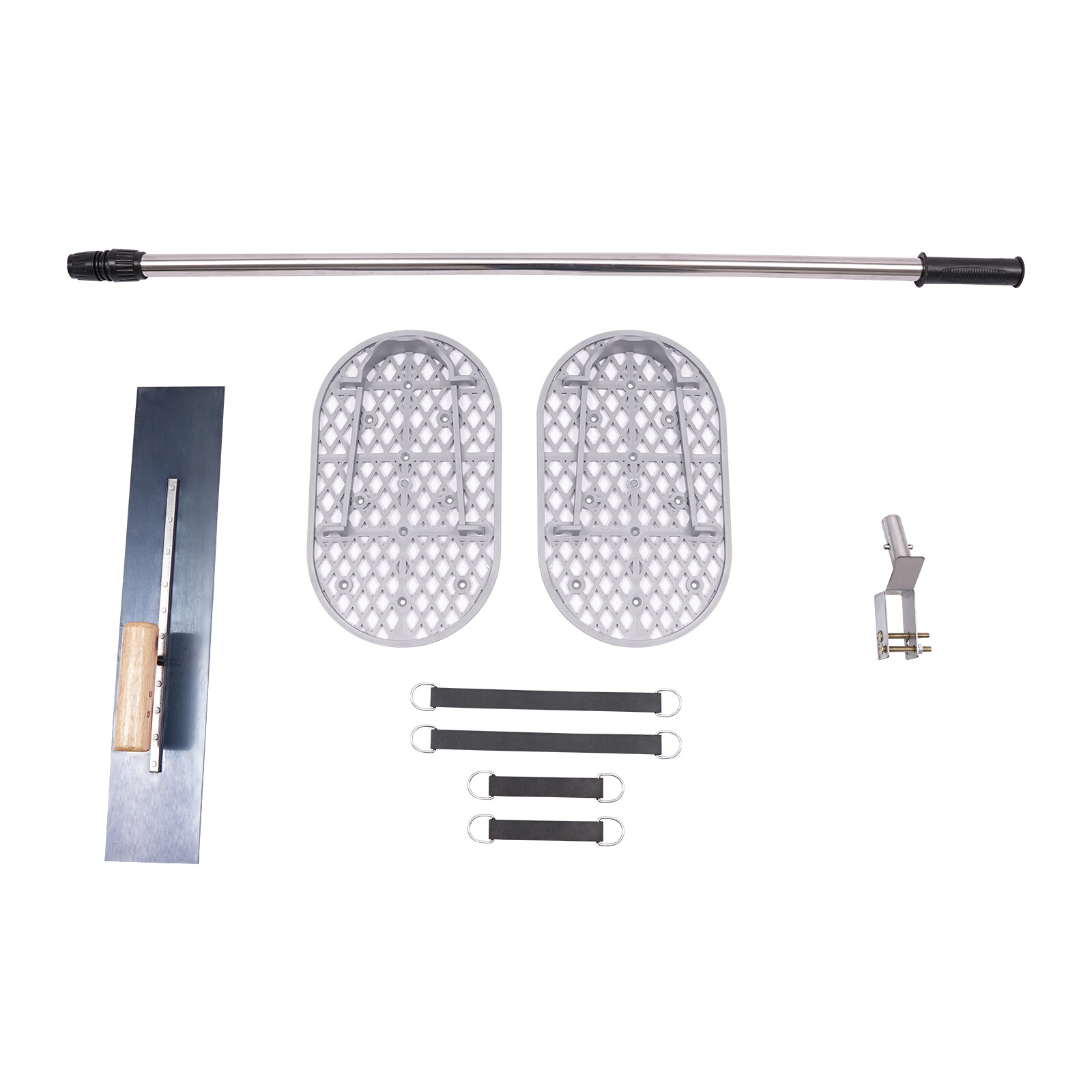 Long Handle Concrete Trowel Cement Surface Smoothing Tool w/ Finishing Shoes NEW