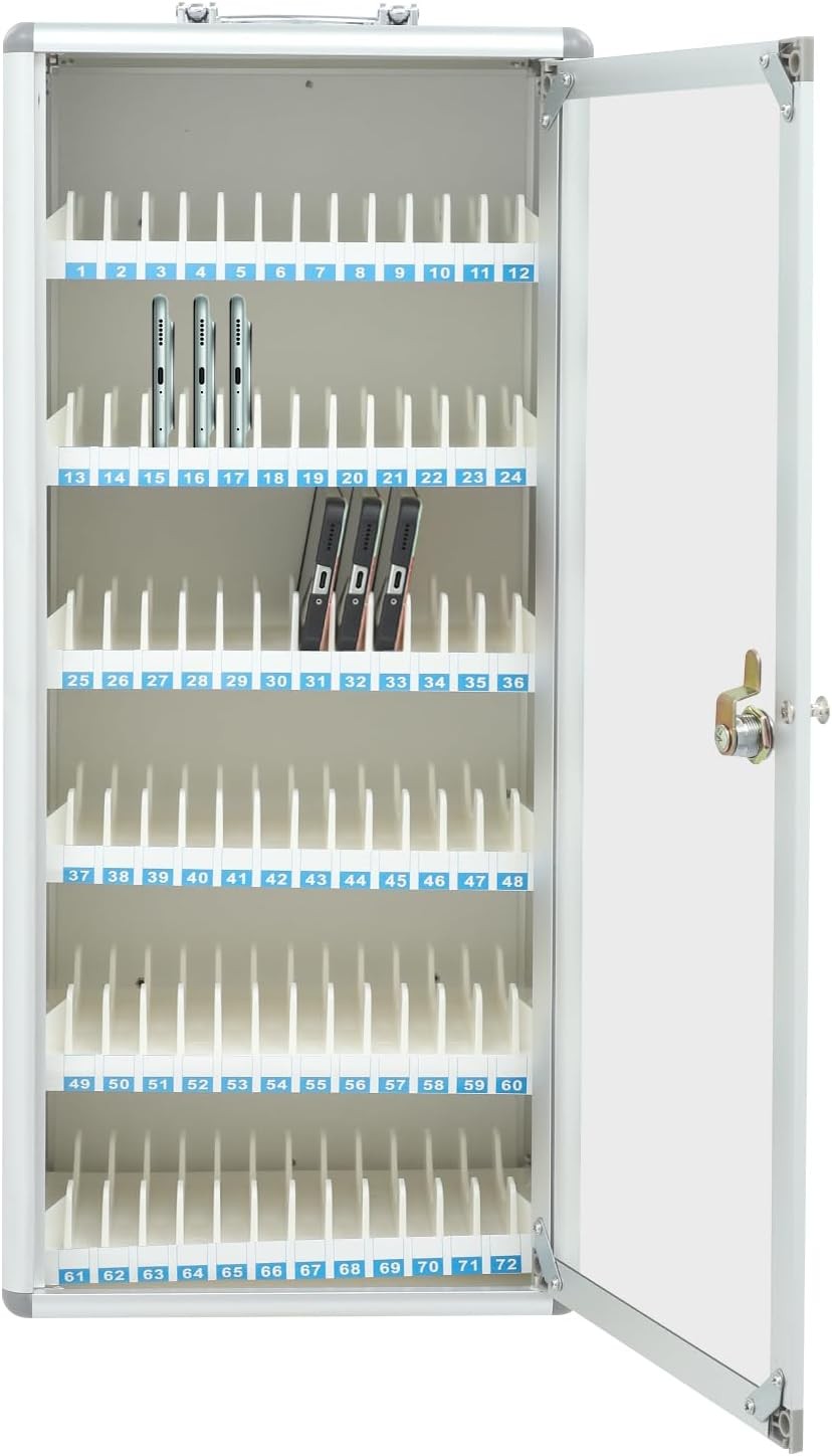 72 Slots Cell Phone Locker Box Cell Phone Lockers Storage Cabinet White