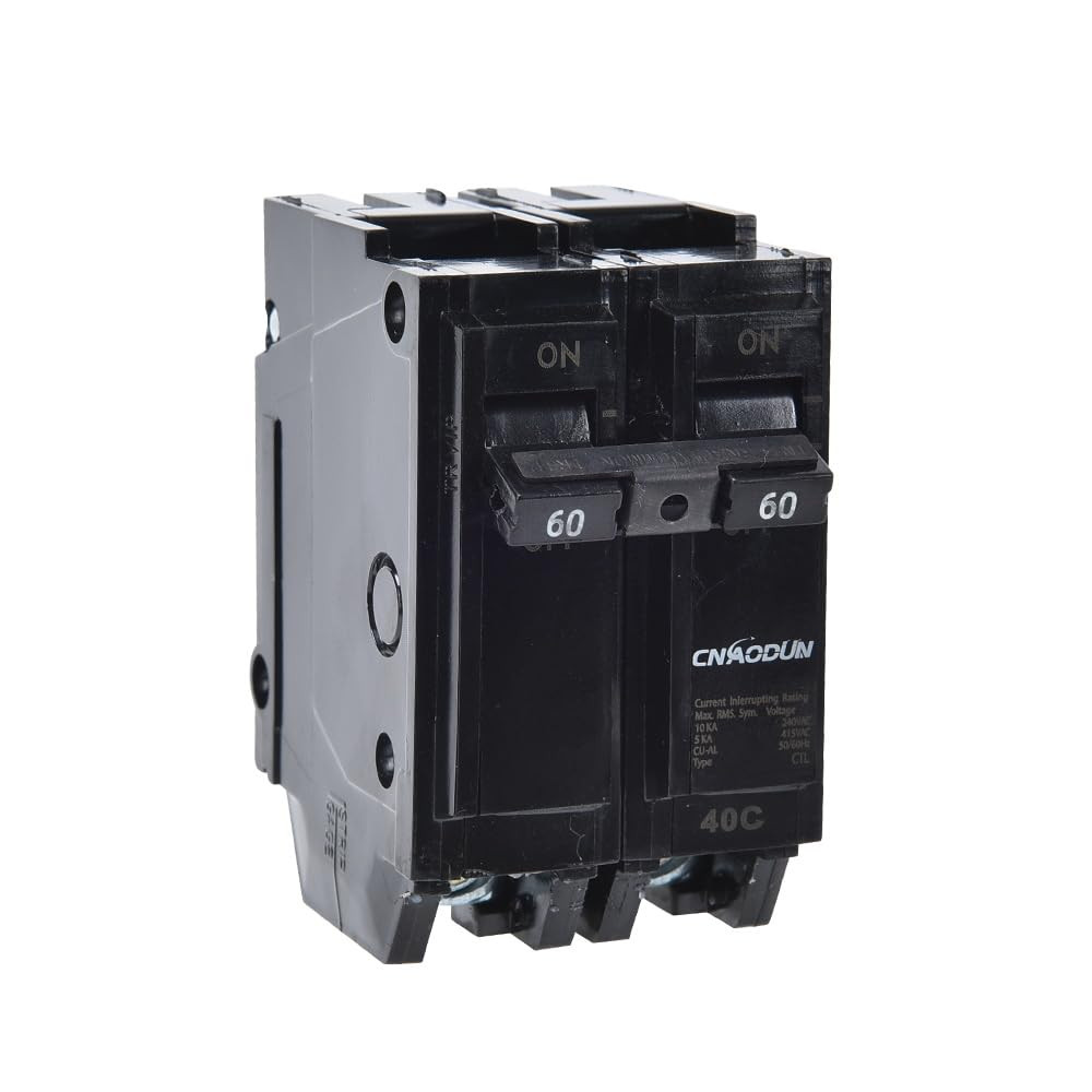 60 Amp Breaker, 2 Pole Circuit Breaker 120/240VAC 10KA Plug-In Mount