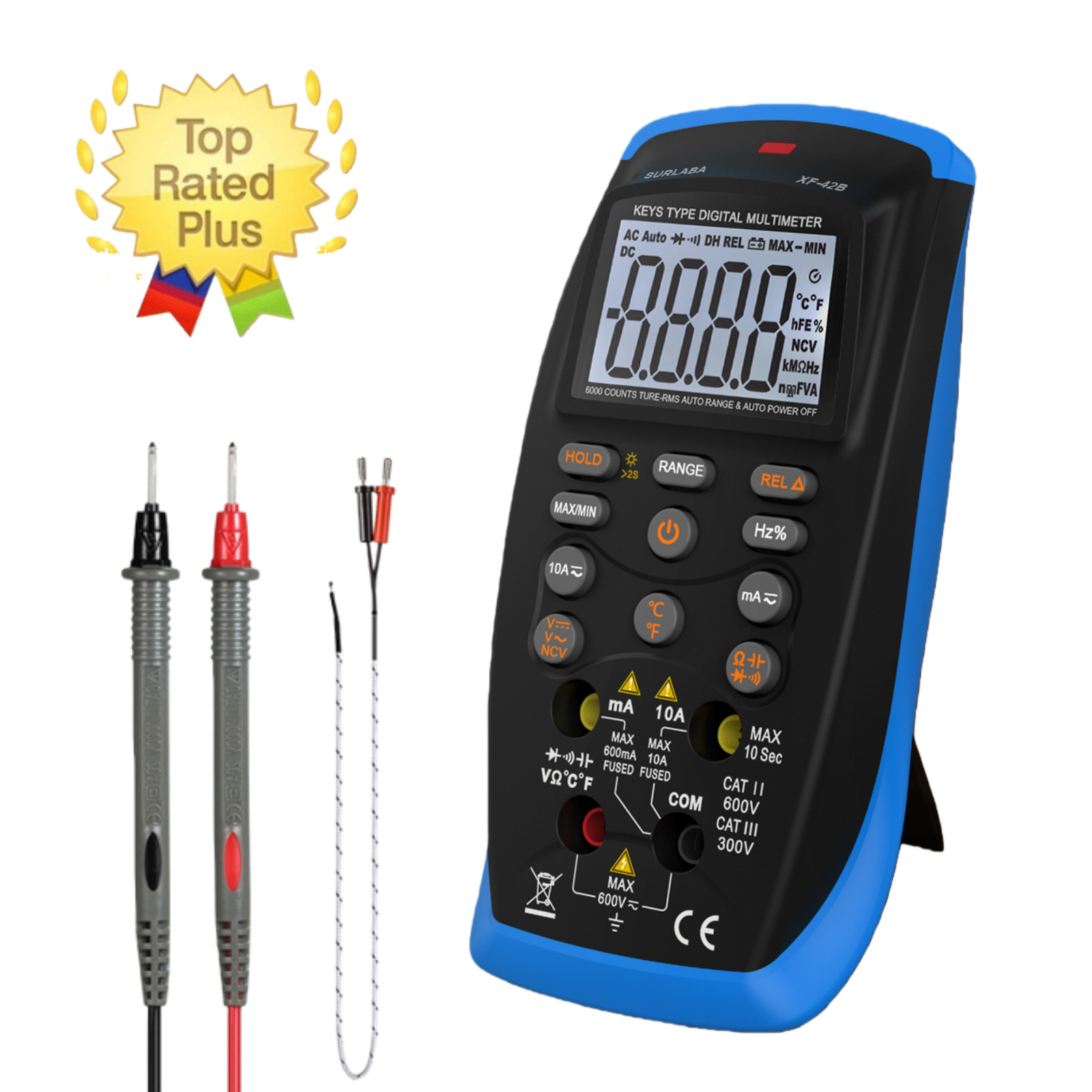 HoldPeak Auto-ranging Digital Multimeter True RMS NCV Voltage Capacitance Tester
