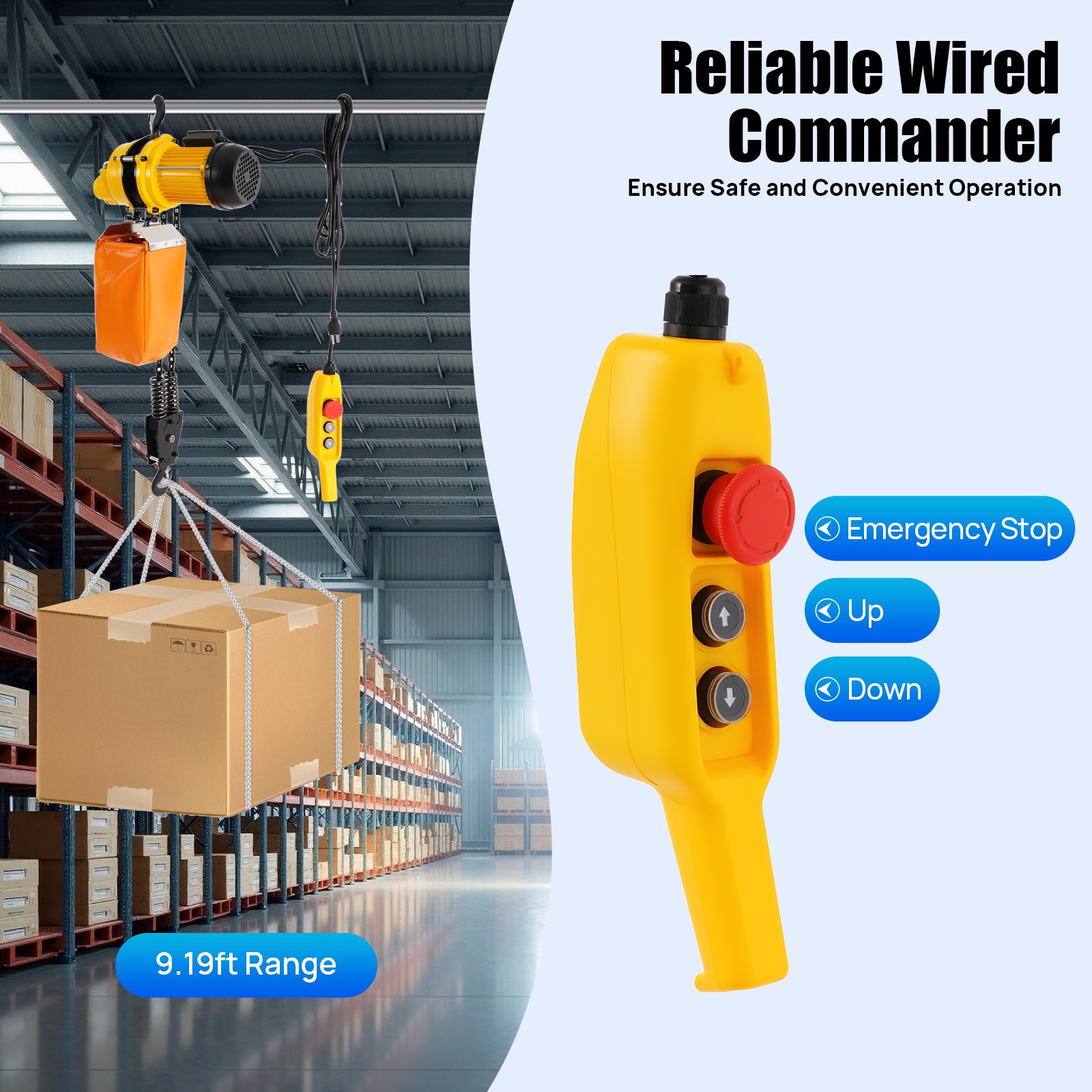 1 Ton Electric Chain Hoist w/ 13FT Double Chain Lifting Single Phrase 110V 20Mn2