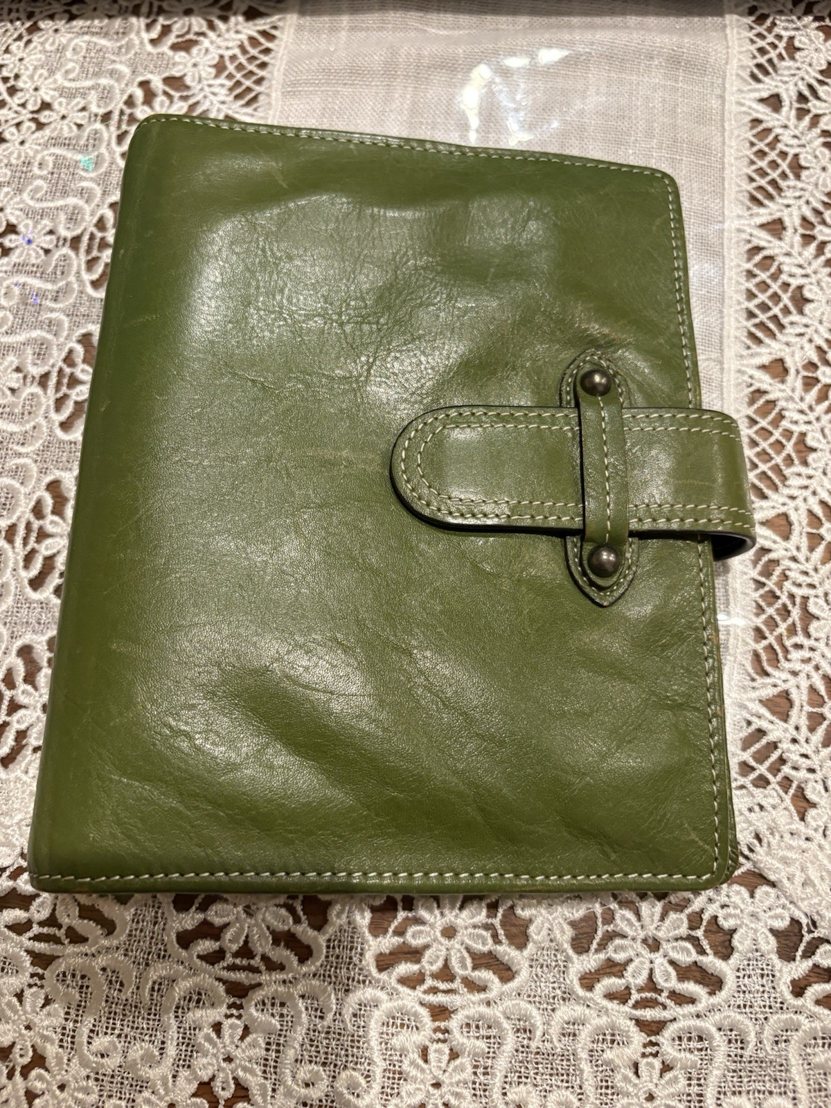 Franklin covey Compact Vintage Charlotte Full Grain Leather Olive/Green Color