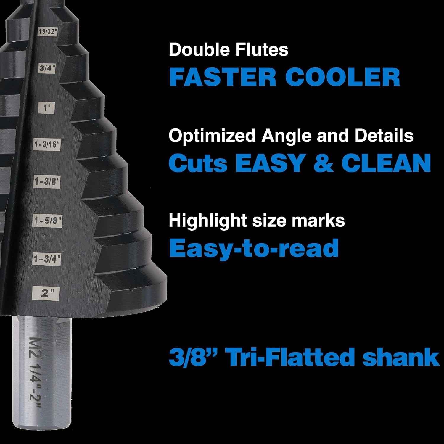 1/4 to 2 Inches M2 HSS Step Drill Bit, Large Unibit for Cutting Holes on Stai…