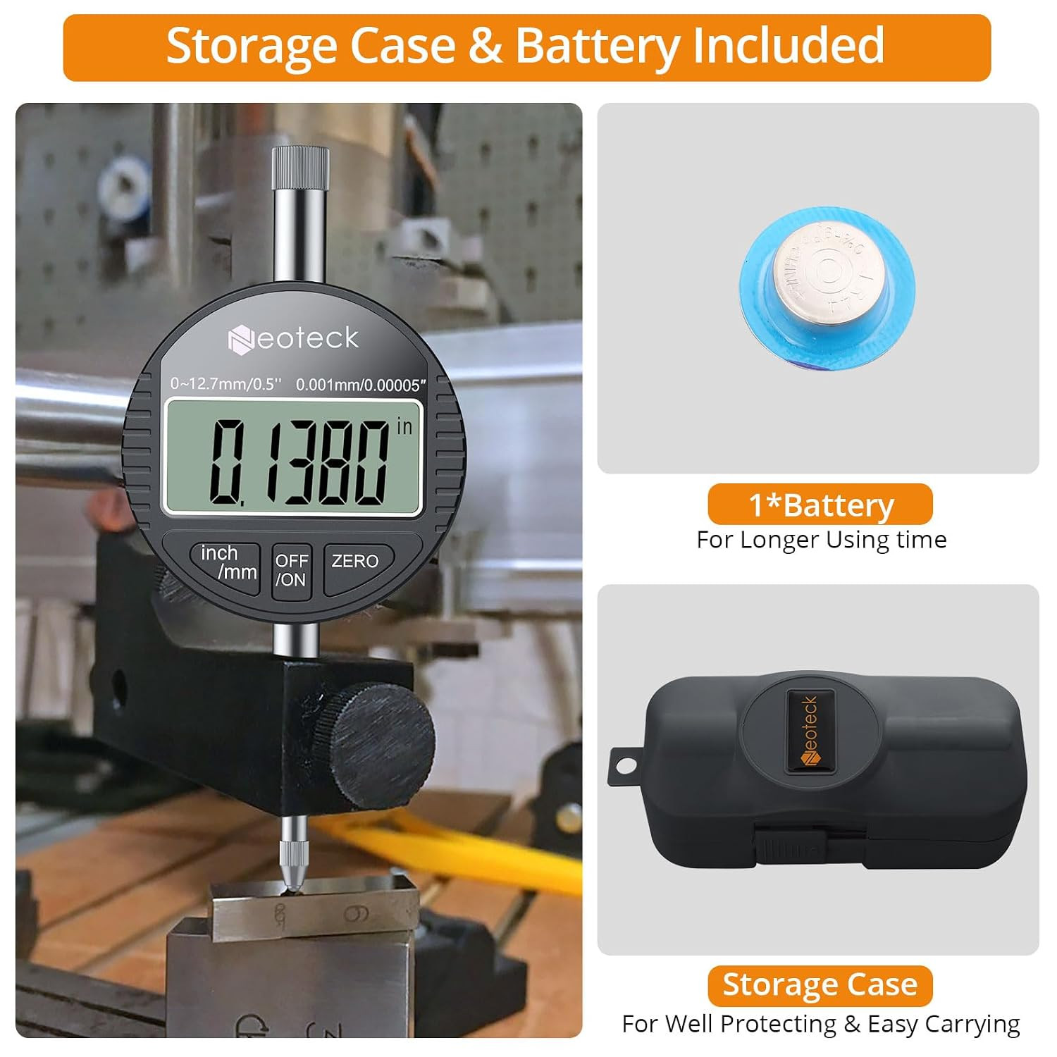 12.7Mm/0.5″ Digital Dial Indicator with 0.001Mm/0.00005″ Resolution | 0.5 M/S Re