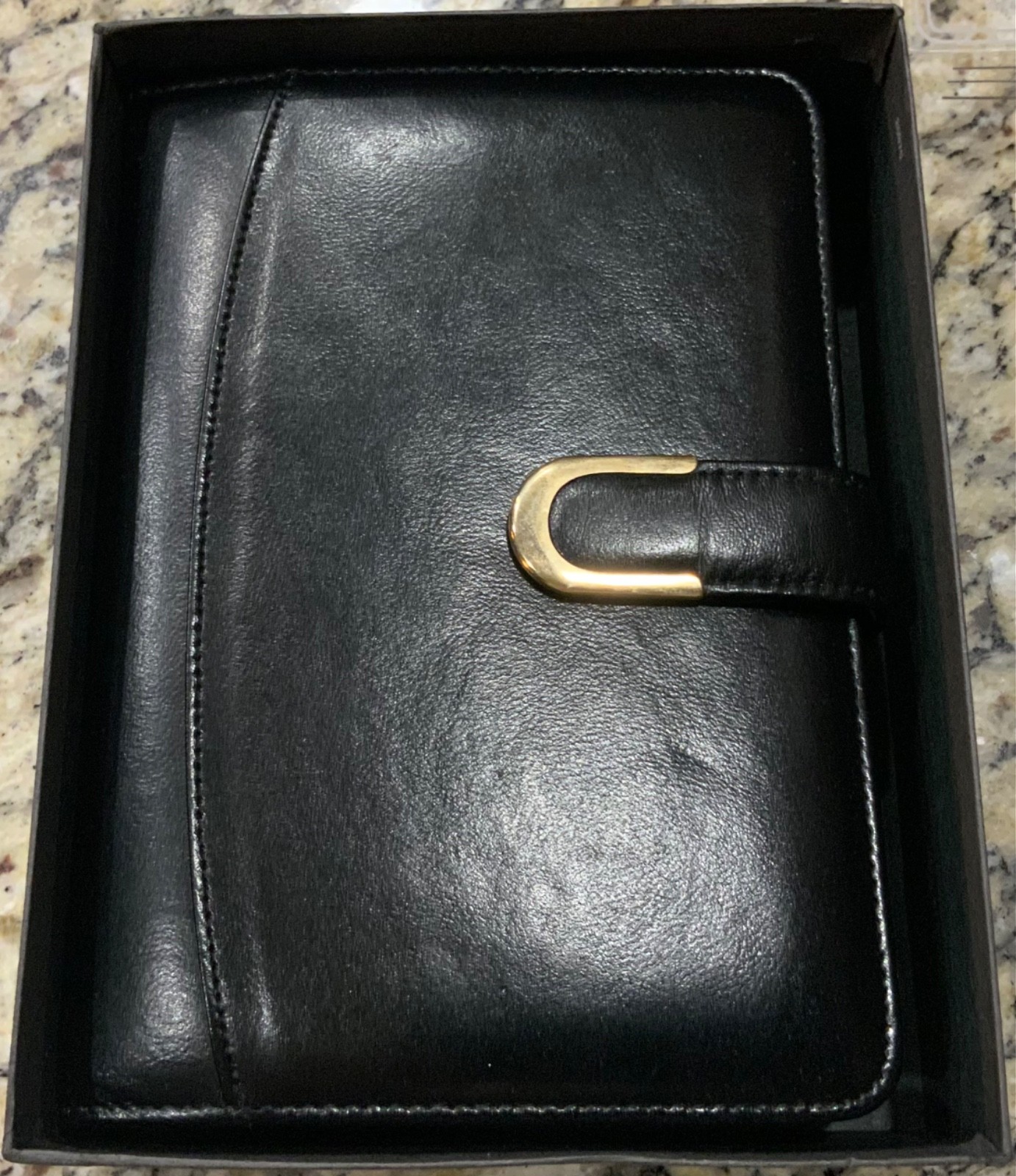 Vintage Buxton Organizer Planner 6 Ring & Button Lambskin Leather Brand New Open