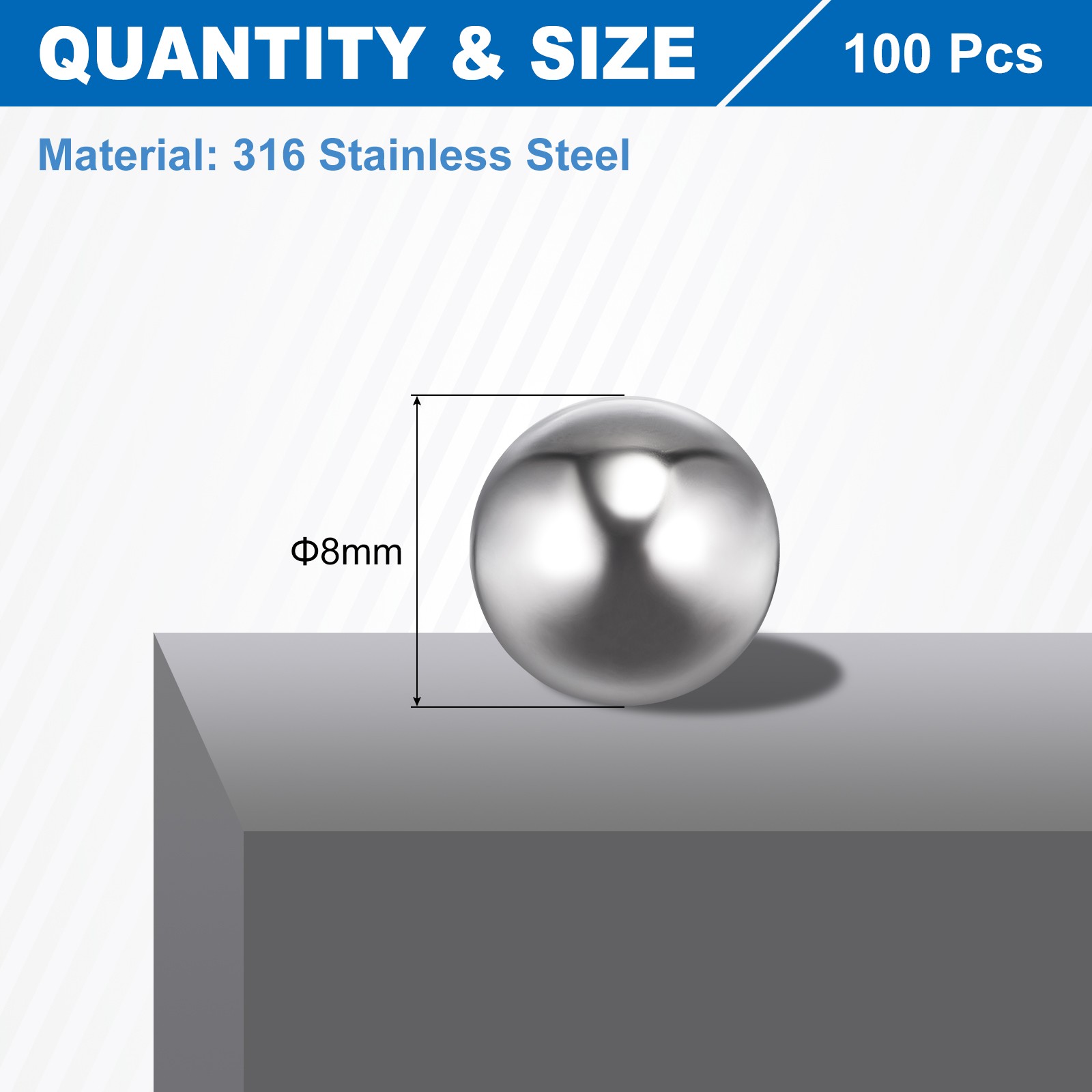 8mm Bearing Balls, 100 Pcs 316 Stainless Steel G200 Precision Balls
