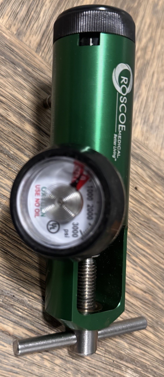 Roscoe Medical Oxygen Regulator w/ Pressure Gauge 0-3000 PSI Respiratory