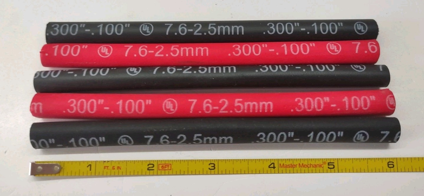 Qty. 5 Heavy-duty #14-8 AWG size Heat Shrink Tube, 6″ Long, 3/8″ I.D., Adhesive