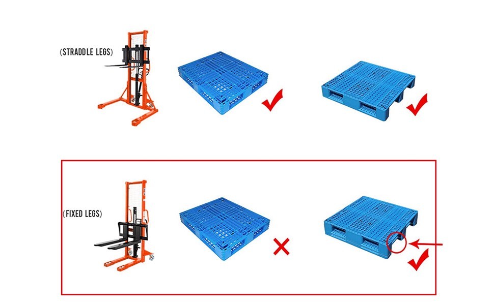 APOLLOLIFT Used 1100lbs Hydraculic Hand Manual Straddle Stacker 63″ Lift