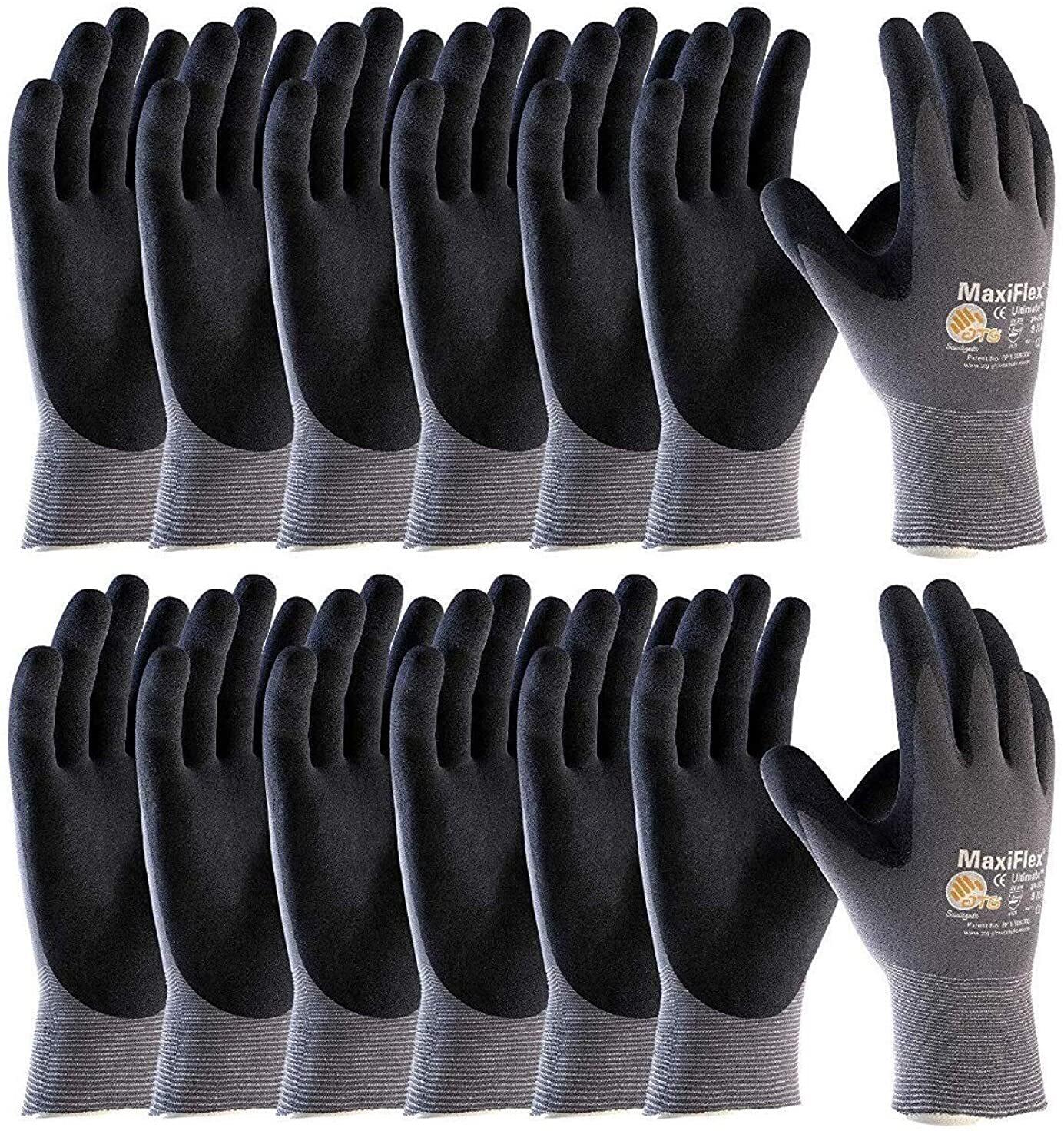 12- 34-874 MaxiFlex Foam Nitrile Grip Palm Coated PROTECTIVE WORK GLOVES LARGE