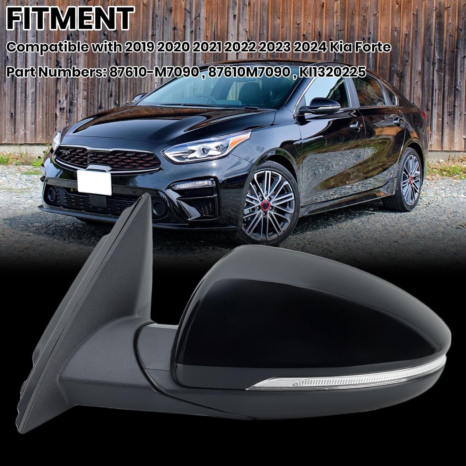 Left Driver Side Mirror Compatible with 2019 2020 2021 2022 2023 2024 Kia Forte