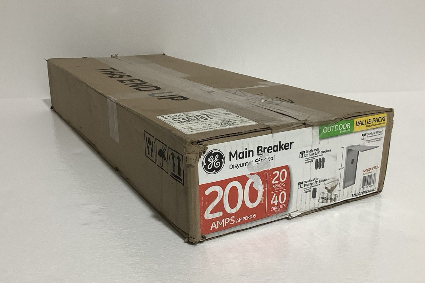 GE Main Breaker TM2020C80K 200 Amp 20 Space Indoor Load Center w/ Breaker Kit