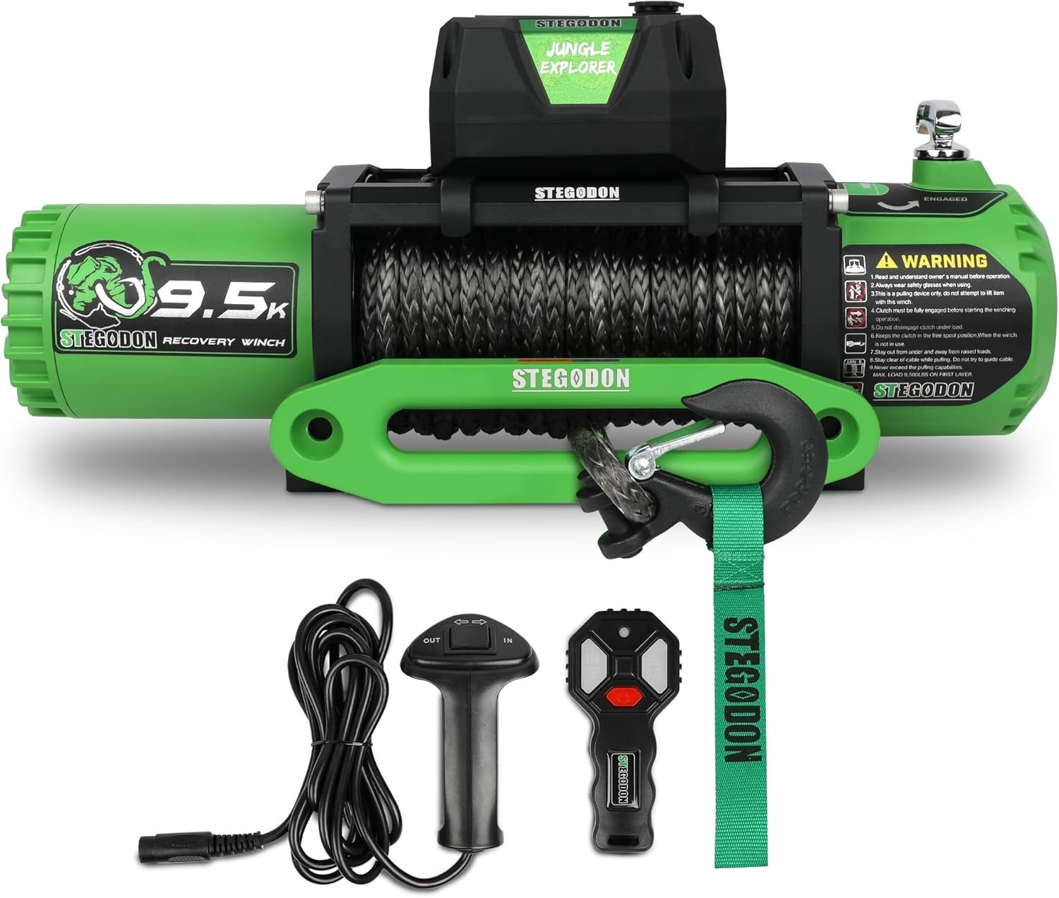Winch 9500lb Electric Winch 12V Winch with Synthetic Rope Car Trailer Winch w…