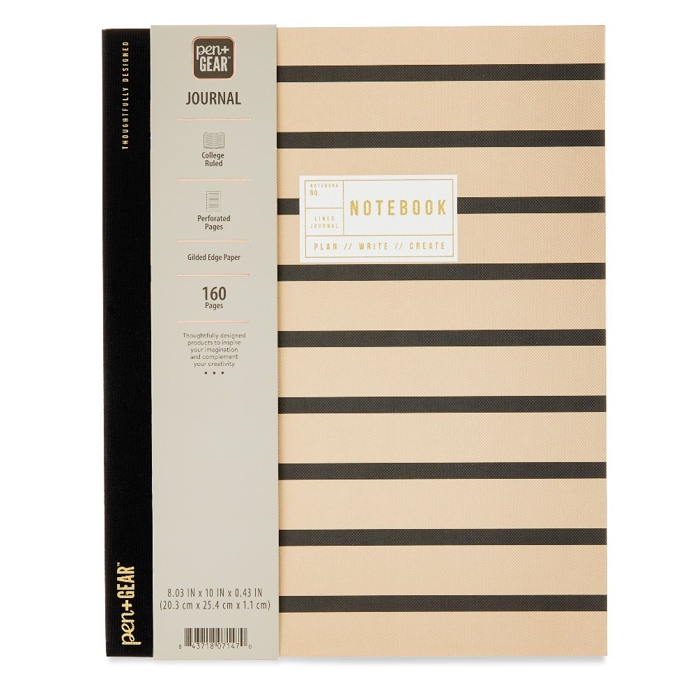 Textured Stripe Journal Notebook 8×10 Inches 160 Lined Pages for Writing