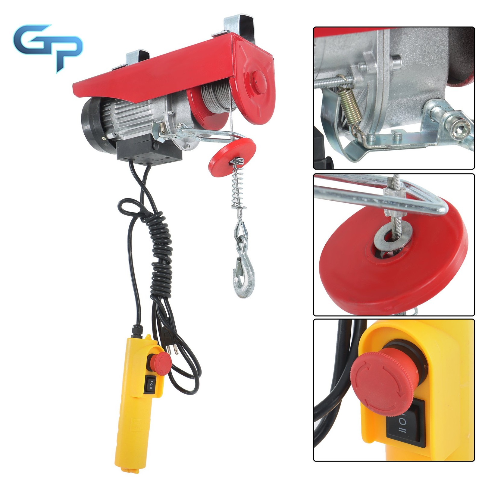 Electric Hoist 110V 440lbs/200kg w/ Safety Brake & 6.6ft Wired Remote Control