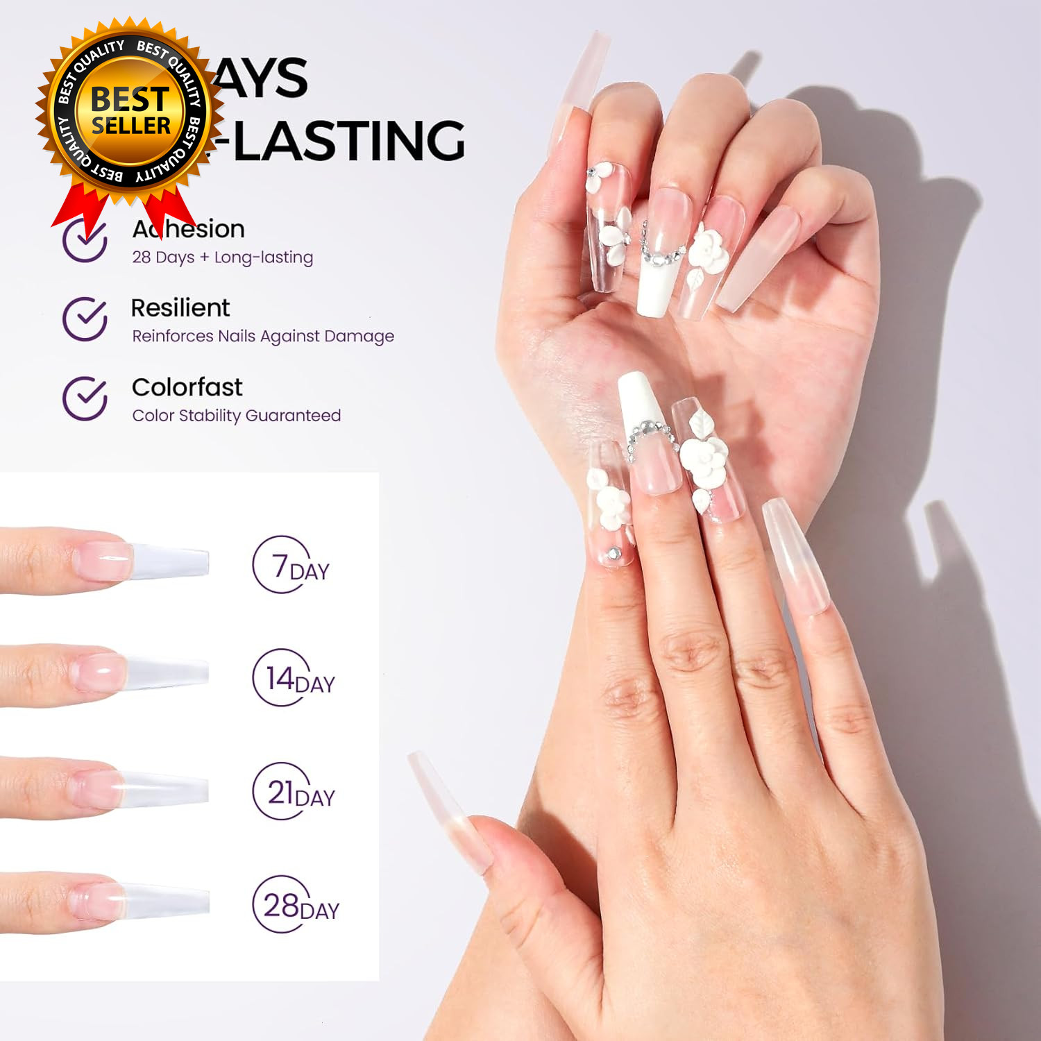 Acrylic Nail Kit 30G Clear Acrylic Powder and 75Ml Liquid Set with Nail