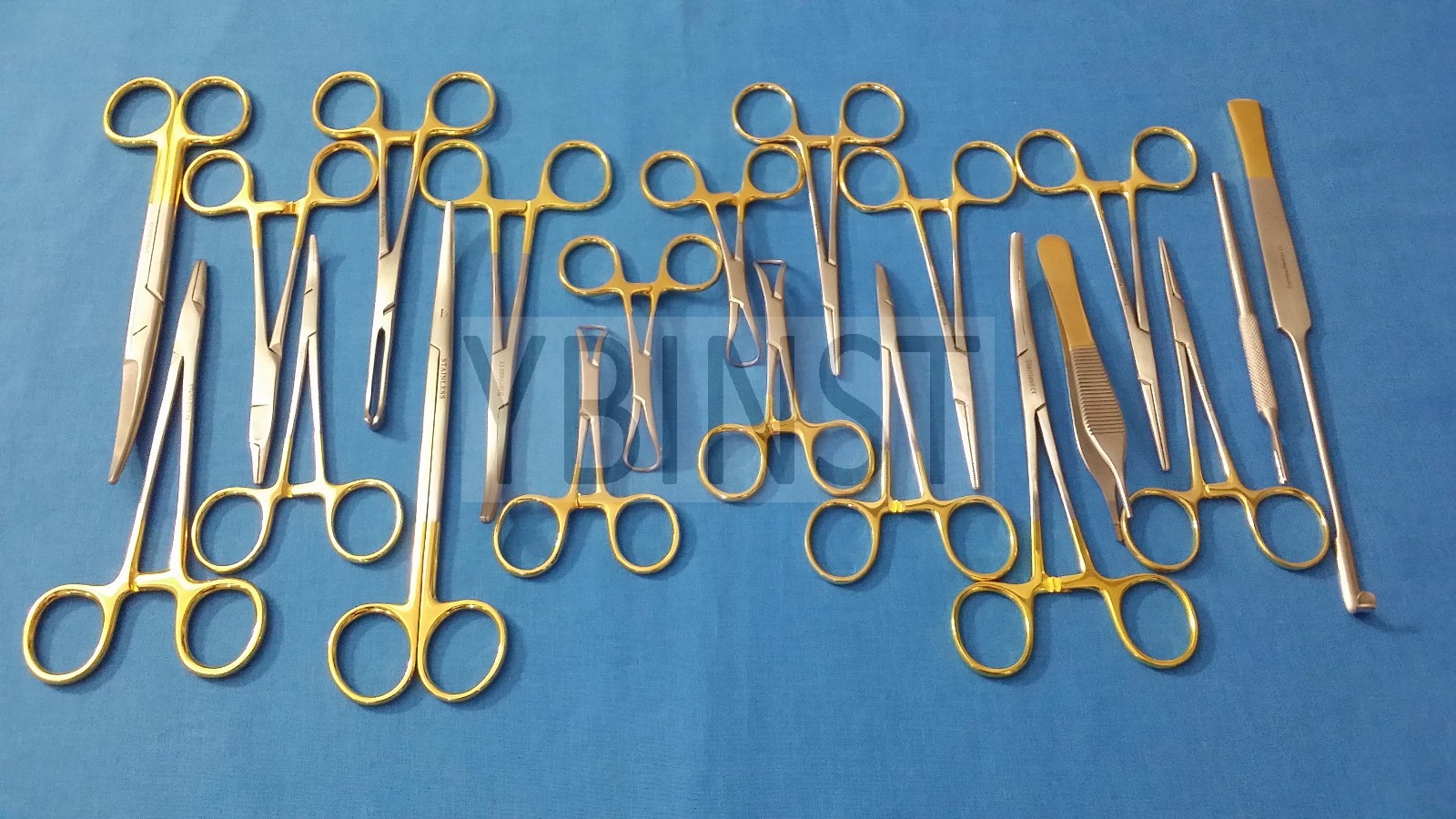 SET OF 20 PCS GOLD HANDLE T/C FELINE SPAY PACK SURGICAL INSTRUMENTS KIT