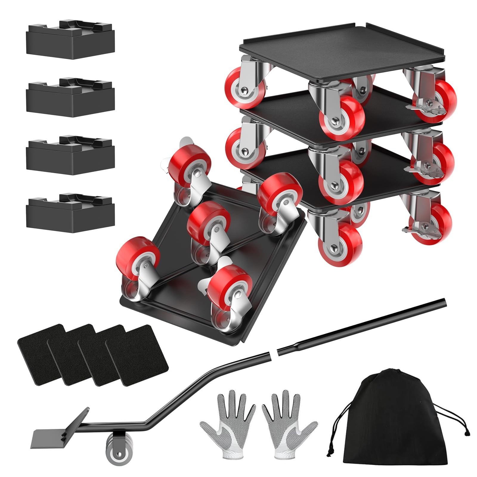 Heavy Duty 1500lbs Furniture Dolly Set, Carbon Steel with Locking Wheels