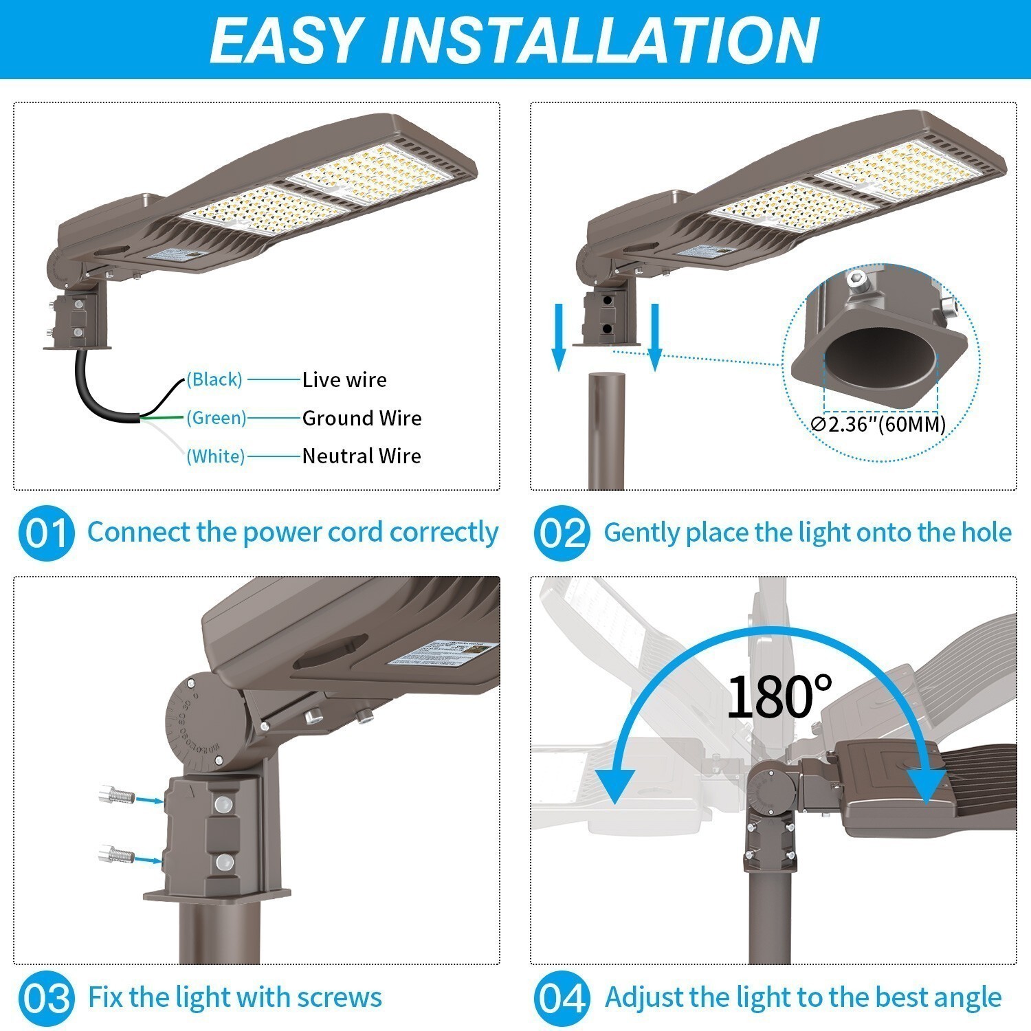 Commercial LED Stadium Light 277-480V 320W Shoebox Pole Security Street Lighting