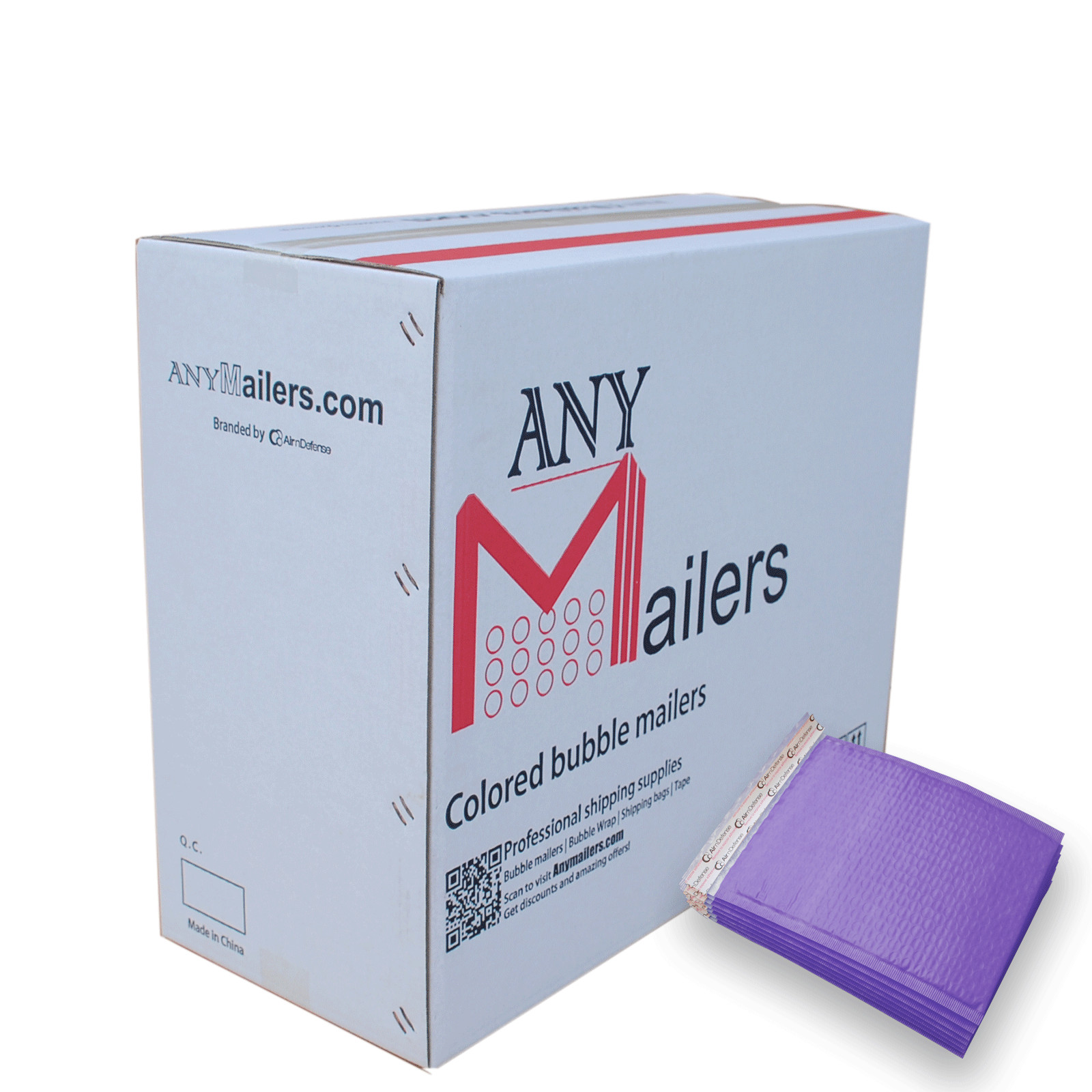 AirnDefense 250 #0 6.5X10″ Purple Poly Bubble Mailers Shipping Padded Envelope