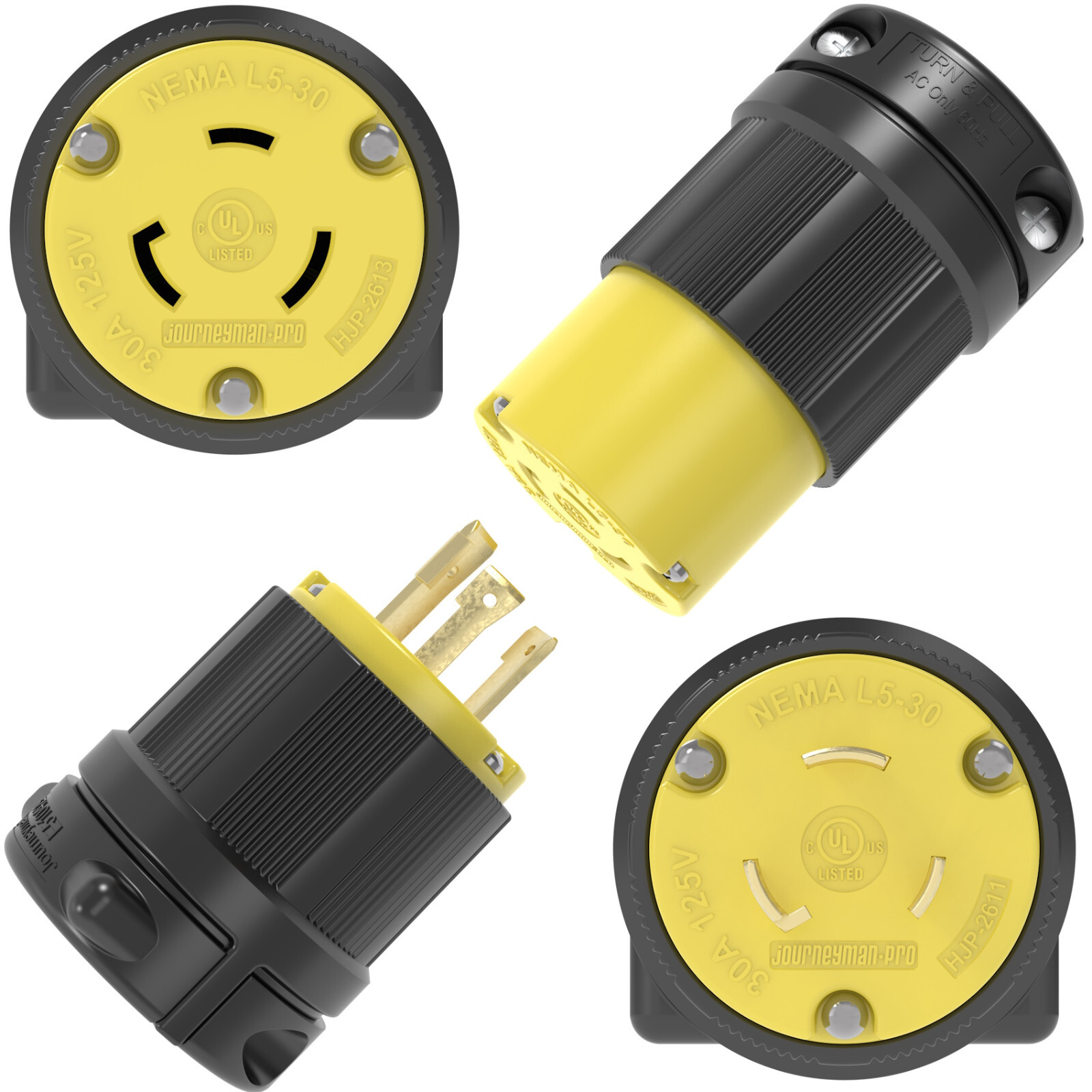 NEMA L5-30 Plug Connector Set RV Generator Replacement 30amp 125v L5-30P L5-30R